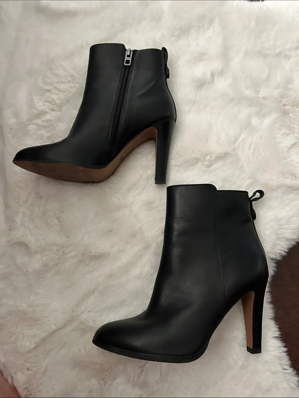 Coach Black Leather High-Heel Ankle Boots - Women's